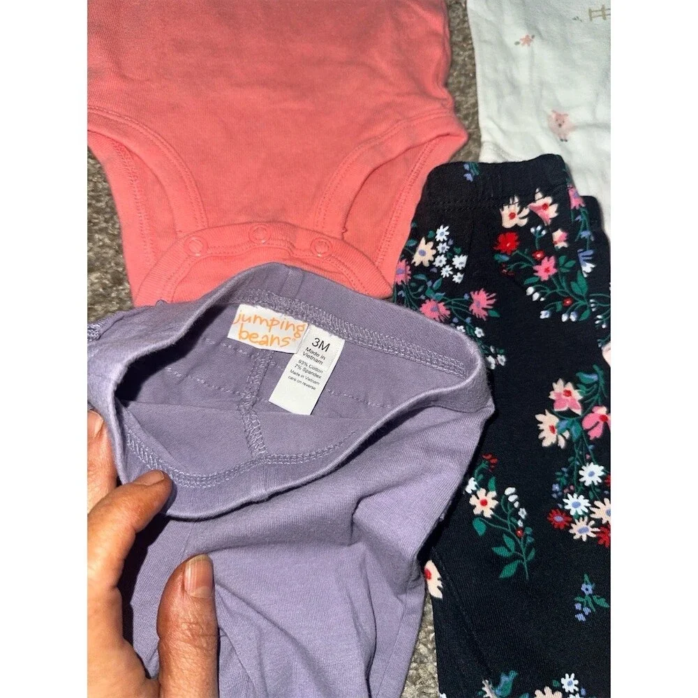 Carter's Baby Girl Clothing Bundle Lot 0-3 Months 9pc Bodysuits Pants